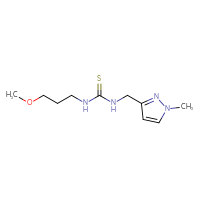 Chemical structure of 3-(3-methoxypropyl)-1-[(1-methyl-1H-pyrazol-3-yl)methyl]thiourea - CSSB00006486545