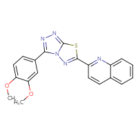 Chemical structure of 2-[3-(3,4-dimethoxyphenyl)-[1,2,4]triazolo[3,4-b][1,3,4]thiadiazol-6-yl]quinoline - CSSB00121603934
