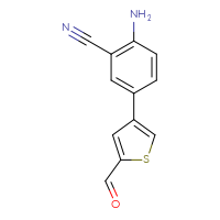 Chemical structure of 2-amino-5-(5-formylthiophen-3-yl)benzonitrile - CSSB06587598432