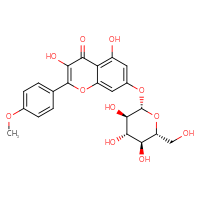 Chemical structure of 3,5-dihydroxy-2-(4-methoxyphenyl)-7-{[(2S,3R,4S,5S,6R)-3,4,5-trihydroxy-6-(hydroxymethyl)oxan-2-yl]oxy}-4H-chromen-4-one - CSSB20538472873