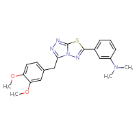 Chemical structure of 3-{3-[(3,4-dimethoxyphenyl)methyl]-[1,2,4]triazolo[3,4-b][1,3,4]thiadiazol-6-yl}-N,N-dimethylaniline - CSSB00121606642