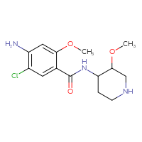Chemical structure of 4-amino-5-chloro-2-methoxy-N-(3-methoxypiperidin-4-yl)benzamide - CSSB00020618144