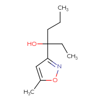 Chemical structure of 3-(5-methyl-1,2-oxazol-3-yl)hexan-3-ol - CSSB20844775676
