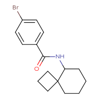 Chemical structure of 4-bromo-N-{spiro[3.5]nonan-5-yl}benzamide - CSSB01142380971
