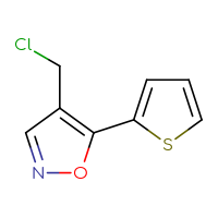 Chemical structure of 4-(chloromethyl)-5-(thiophen-2-yl)-1,2-oxazole - CSSB00000693248