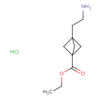 Chemical structure of ethyl 3-(2-aminoethyl)bicyclo[1.1.1]pentane-1-carboxylate hydrochloride - CSSB20963519010