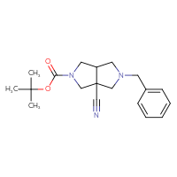 Chemical structure of tert-butyl 5-benzyl-3a-cyano-octahydropyrrolo[3,4-c]pyrrole-2-carboxylate - CSSB02125676705