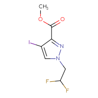 Chemical structure of methyl 1-(2,2-difluoroethyl)-4-iodo-1H-pyrazole-3-carboxylate - CSSB00011161623