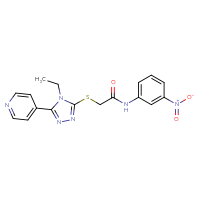 Chemical structure of 2-{[4-ethyl-5-(pyridin-4-yl)-4H-1,2,4-triazol-3-yl]sulfanyl}-N-(3-nitrophenyl)acetamide - CSSB01038647978