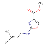 Chemical structure of methyl 2-[(3-methylbut-2-en-1-yl)amino]-1,3-oxazole-4-carboxylate - CSSB06750220703