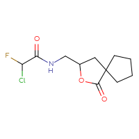 Chemical structure of 2-chloro-2-fluoro-N-({1-oxo-2-oxaspiro[4.4]nonan-3-yl}methyl)acetamide - CSSB21332121473