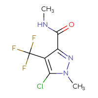 Chemical structure of 5-chloro-N,1-dimethyl-4-(trifluoromethyl)-1H-pyrazole-3-carboxamide - CSSB01150688977