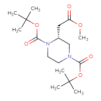 Chemical structure of 1,4-di-tert-butyl (2R)-2-(2-methoxy-2-oxoethyl)piperazine-1,4-dicarboxylate - CSSB03550248170