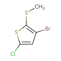 Chemical structure of 3-bromo-5-chloro-2-(methylsulfanyl)thiophene - CSSB14982690860
