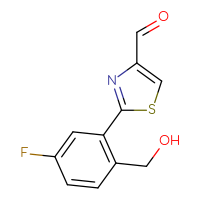 Chemical structure of 2-[5-fluoro-2-(hydroxymethyl)phenyl]-1,3-thiazole-4-carbaldehyde - CSSB06593089093