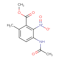 Chemical structure of methyl 3-acetamido-6-methyl-2-nitrobenzoate - CSSB06633784097
