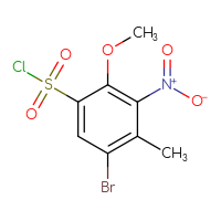 Chemical structure of 5-bromo-2-methoxy-4-methyl-3-nitrobenzene-1-sulfonyl chloride - CSSB00000718968