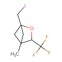 Chemical structure of 1-(iodomethyl)-4-methyl-3-(trifluoromethyl)-2-oxabicyclo[2.1.1]hexane - CSSB02495364858