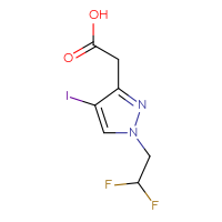 Chemical structure of 2-[1-(2,2-difluoroethyl)-4-iodo-1H-pyrazol-3-yl]acetic acid - CSSB00011161637