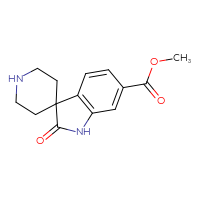 Chemical structure of methyl 2-oxo-1,2-dihydrospiro[indole-3,4'-piperidine]-6-carboxylate - CSSB17655691798
