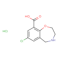 Chemical structure of 7-chloro-2,3,4,5-tetrahydro-1,4-benzoxazepine-9-carboxylic acid hydrochloride - CSSB21043415981