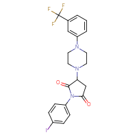 Chemical structure of 1-(4-iodophenyl)-3-{4-[3-(trifluoromethyl)phenyl]piperazin-1-yl}pyrrolidine-2,5-dione - CSSB00121710168