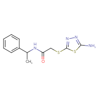 Chemical structure of 2-[(5-amino-1,3,4-thiadiazol-2-yl)sulfanyl]-N-(1-phenylethyl)acetamide - CSSB00020600569