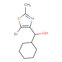 Chemical structure of (5-bromo-2-methyl-1,3-thiazol-4-yl)(cyclohexyl)methanol - CSSB00158299586