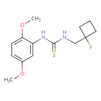 Chemical structure of 1-(2,5-dimethoxyphenyl)-3-[(1-fluorocyclobutyl)methyl]thiourea - CSSB01039331088