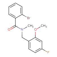 Chemical structure of 2-bromo-N-[(4-fluoro-2-methoxyphenyl)methyl]-N-methylbenzamide - CSSB07662246029