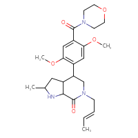 Chemical structure of 6-[(2E)-but-2-en-1-yl]-4-[2,5-dimethoxy-4-(morpholine-4-carbonyl)phenyl]-2-methyl-octahydro-1H-pyrrolo[2,3-c]pyridin-7-one - CSSB20519749128