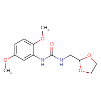 Chemical structure of 1-(2,5-dimethoxyphenyl)-3-[(1,3-dioxolan-2-yl)methyl]urea - CSSB02269232365