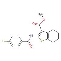 Chemical structure of methyl 2-(4-fluorobenzamido)-4,5,6,7-tetrahydro-1-benzothiophene-3-carboxylate - CSSB00020580747