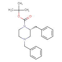 Chemical structure of tert-butyl (2R)-2,4-dibenzylpiperazine-1-carboxylate - CSSB00020614995