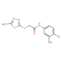 Chemical structure of N-(4-bromo-3-methylphenyl)-2-[(5-methyl-1,3,4-thiadiazol-2-yl)sulfanyl]acetamide - CSSB00028322800