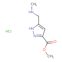 Chemical structure of methyl 5-[(methylamino)methyl]-1H-pyrazole-3-carboxylate hydrochloride - CSSB00138557207