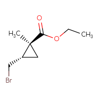 Chemical structure of ethyl (1S,2S)-2-(bromomethyl)-1-methylcyclopropane-1-carboxylate - CSSB21246271733