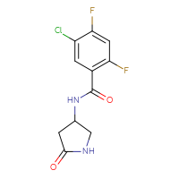 Chemical structure of 5-chloro-2,4-difluoro-N-(5-oxopyrrolidin-3-yl)benzamide - CSSB01635436246