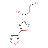 Chemical structure of 1-[5-(furan-3-yl)-1,2-oxazol-3-yl]butan-1-ol - CSSB21246457064