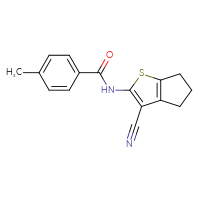 Chemical structure of N-{3-cyano-4H,5H,6H-cyclopenta[b]thiophen-2-yl}-4-methylbenzamide - CSSB00026323634