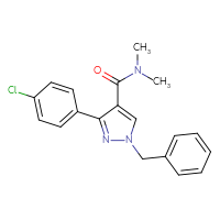 Chemical structure of 1-benzyl-3-(4-chlorophenyl)-N,N-dimethyl-1H-pyrazole-4-carboxamide - CSSB00105301935