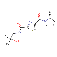 Chemical structure of N-(2-hydroxy-2-methylpropyl)-4-[(2S)-2-methylpyrrolidine-1-carbonyl]-1,3-thiazole-2-carboxamide - CSSB21335792688