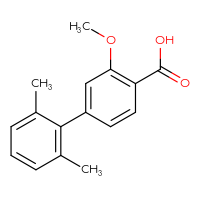Chemical structure of 3-methoxy-2',6'-dimethyl-[1,1'-biphenyl]-4-carboxylic acid - CSSB06583798185