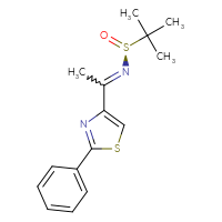 Chemical structure of (S)-2-methyl-N-[1-(2-phenyl-1,3-thiazol-4-yl)ethylidene]propane-2-sulfinamide - CSSB21332860947