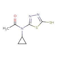 Chemical structure of N-cyclopropyl-N-(5-sulfanyl-1,3,4-thiadiazol-2-yl)acetamide - CSSB00015356684