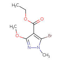 Chemical structure of ethyl 5-bromo-3-methoxy-1-methyl-1H-pyrazole-4-carboxylate - CSSB00031517060