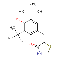 Chemical structure of 5-[(3,5-di-tert-butyl-4-hydroxyphenyl)methyl]-1,3-thiazolidin-4-one - CSSB00025767331