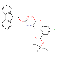 Chemical structure of (2S)-3-{2-[(tert-butoxy)carbonyl]-4-chlorophenyl}-2-({[(9H-fluoren-9-yl)methoxy]carbonyl}amino)propanoic acid - CSSB20906344007