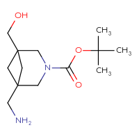 Chemical structure of tert-butyl 1-(aminomethyl)-5-(hydroxymethyl)-3-azabicyclo[3.1.1]heptane-3-carboxylate - CSSB20529678632
