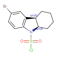 Chemical structure of rac-(4aR,9aR)-6-bromo-2,3,4,4a,9,9a-hexahydro-1H-carbazole-9-sulfonyl chloride - CSSB21291563595